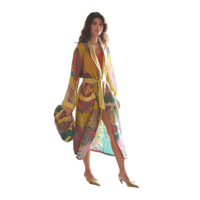 One Hundred Stars Dressing Gown Crane Olive GWNCRAOLI model1