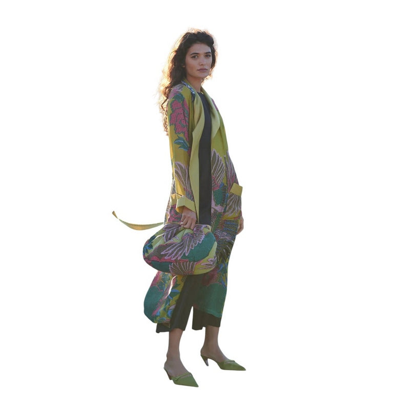 One Hundred Stars Dressing Gown Crane Olive GWNCRAOLI model5