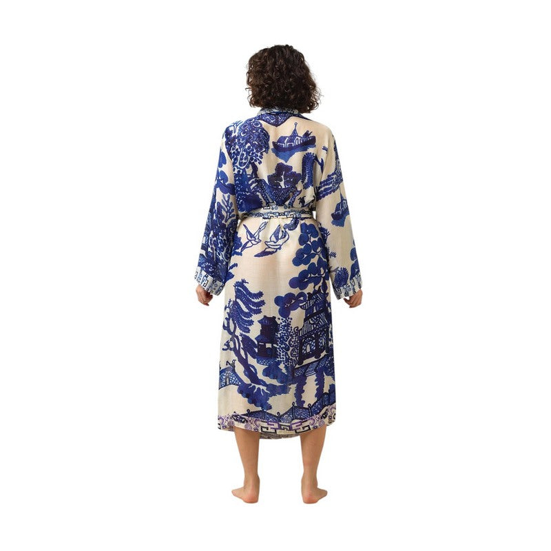 One Hundred Stars Dressing Gown Giant Willow Blue GWNGIWBLU model back