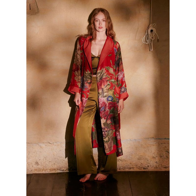 One Hundred Stars Dressing Gown Primula Berry on model lifestyle