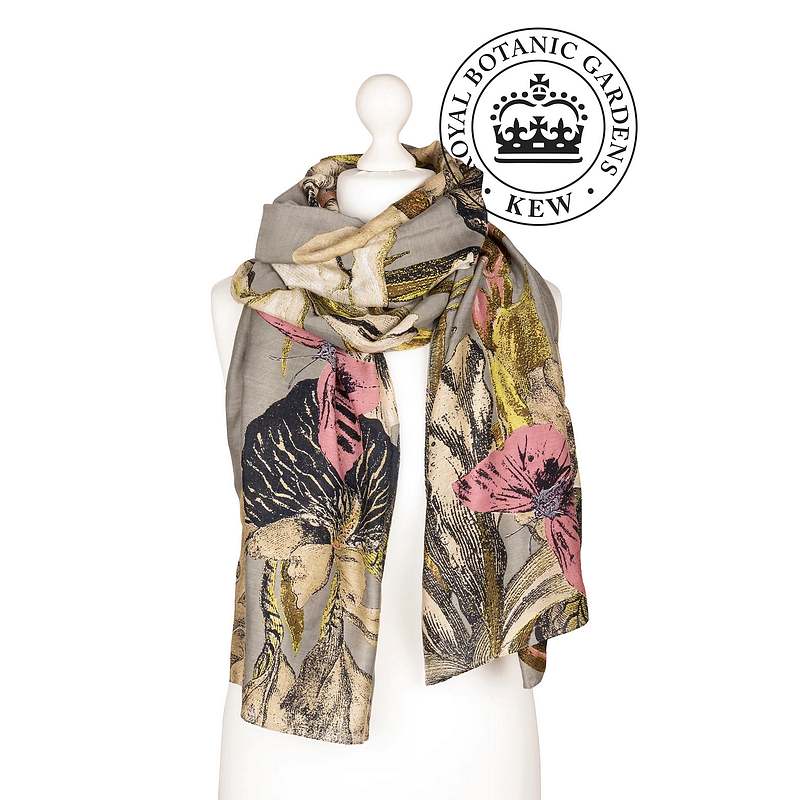 One Hundred Stars Kew Iris Scarf Grey SCAIRIGRY on mannequin