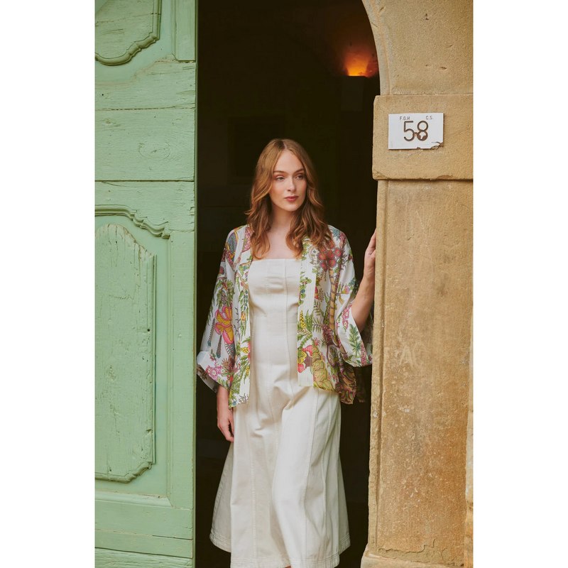 One Hundred Stars Kimono Boho Garden Ecru on model lifestyle front