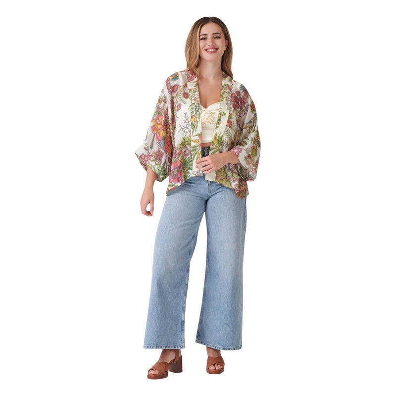 One Hundred Stars Kimono Boho Garden Ecru on model main