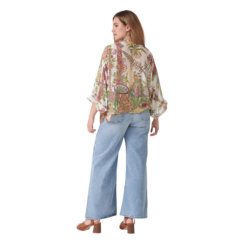 One Hundred Stars Kimono Boho Garden Ecru on model rear