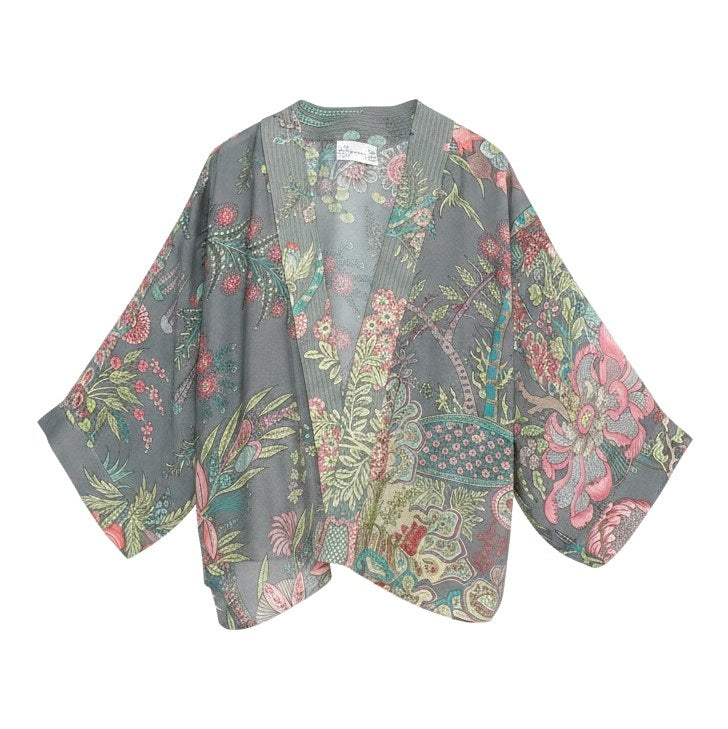 One Hundred Stars Kimono Boho Garden Grey front