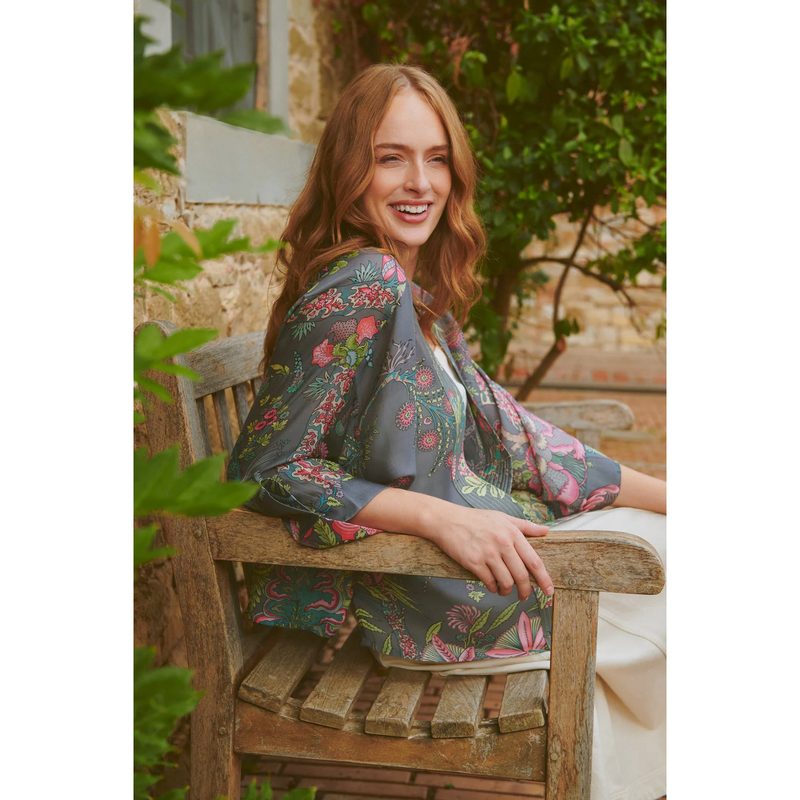 One Hundred Stars Kimono Boho Garden Grey on model lifestyle