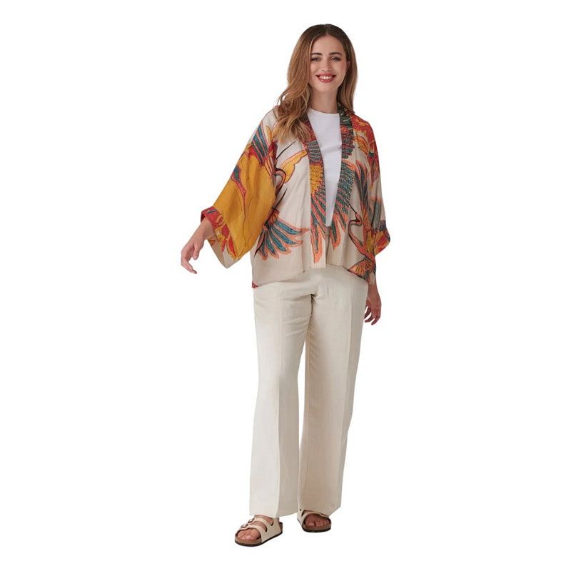 One Hundred Stars Kimono Crane Stone on model front