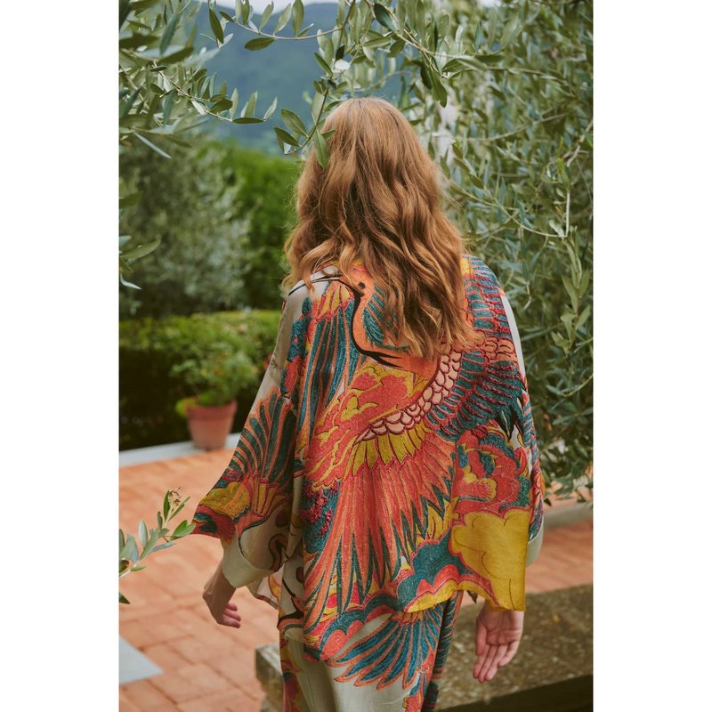 One Hundred Stars Kimono Crane Stone on model lifestyle rear