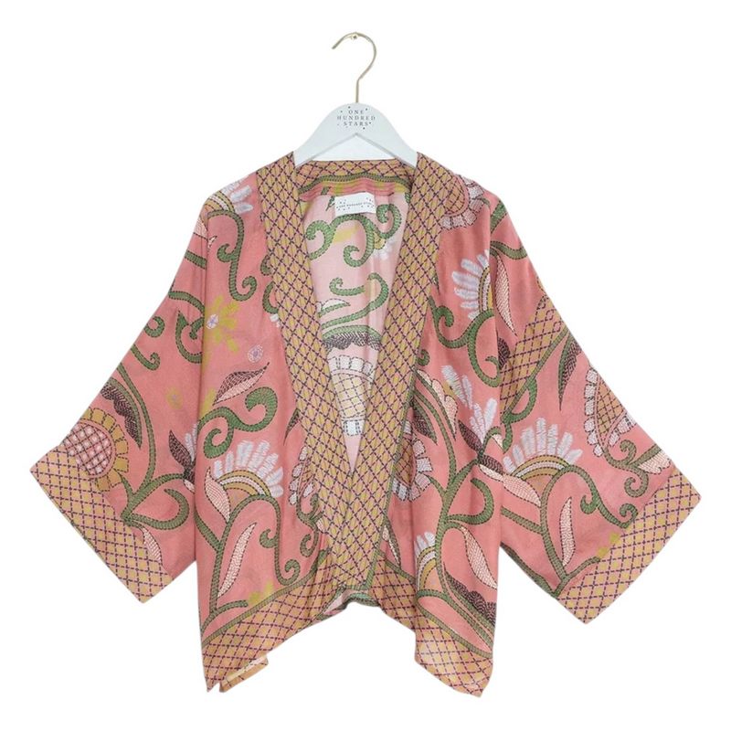 One Hundred Stars Kimono Giant Kantha Dusk on hanger