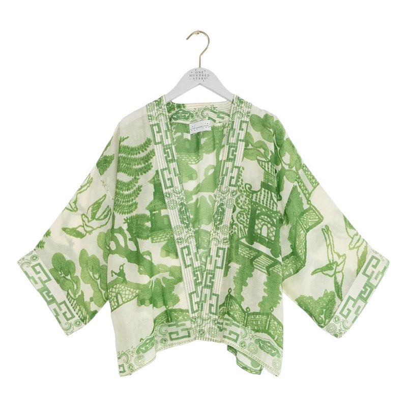 One Hundred Stars Kimono Giant Willow Green on hanger