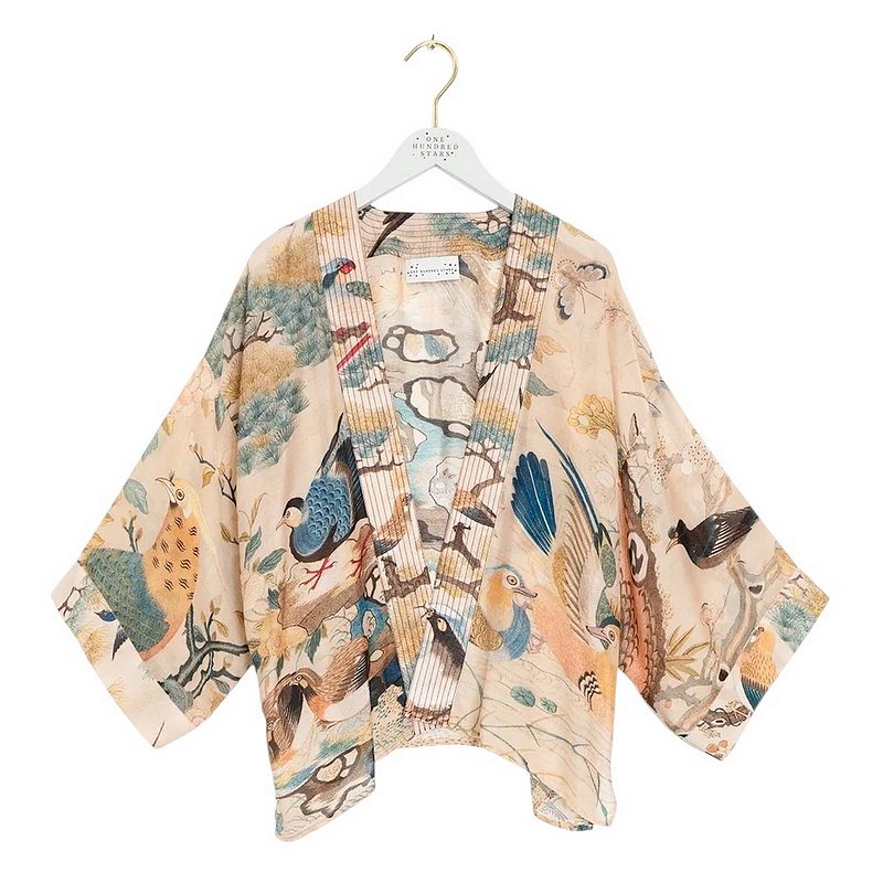 One Hundred Stars Kimono Hummingbird Nude on hanger