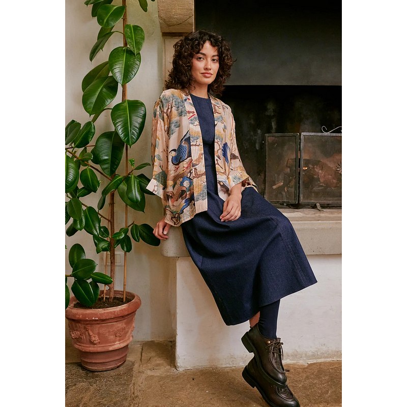 One Hundred Stars Kimono Hummingbird Nude on model lifestyle