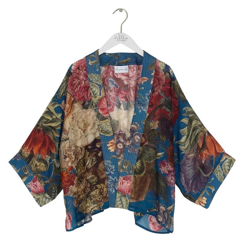 One Hundred Stars Kimono Primula Teal on hanger