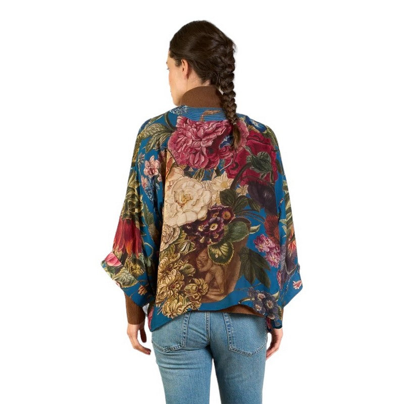 One Hundred Stars Kimono Primula Teal on model rear