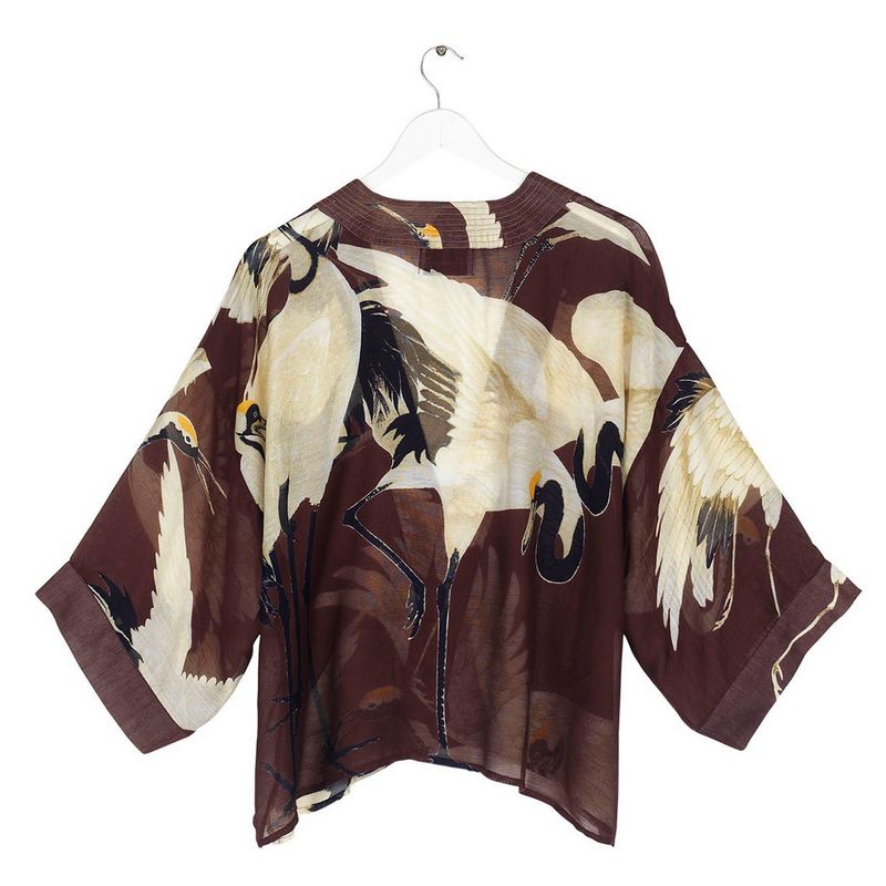 One Hundred Stars Kimono Stork Burgundy KIMSTOBUR BACK