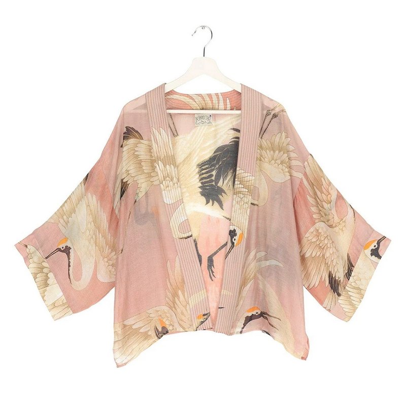 One Hundred Stars Kimono Stork Plaster Pink KIMSTOFPP front