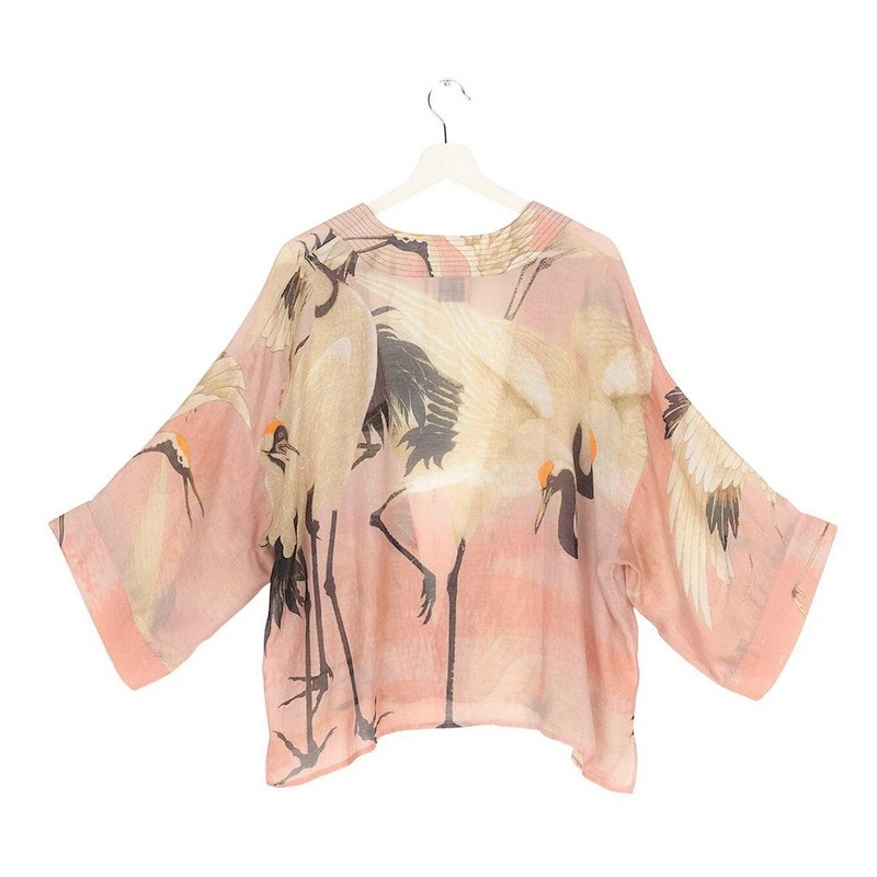 One Hundred Stars Kimono Stork Plaster Pink KIMSTOFPP rear