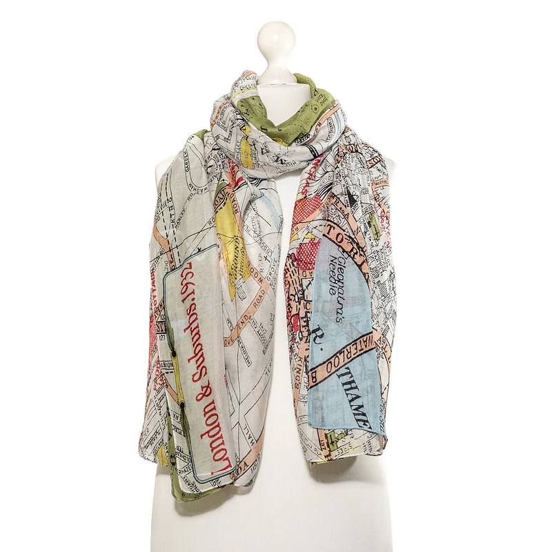 One Hundred Stars London & Suburbs Map Scarf SCAMAPLON on mannequin