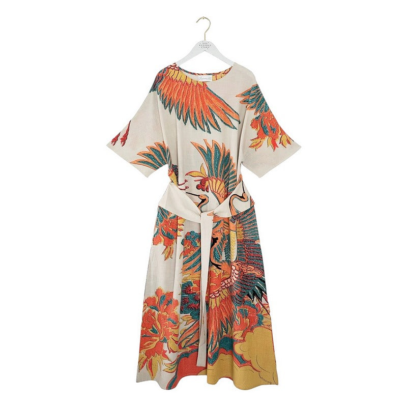 One Hundred Stars Obi Dress Crane Stone on hanger
