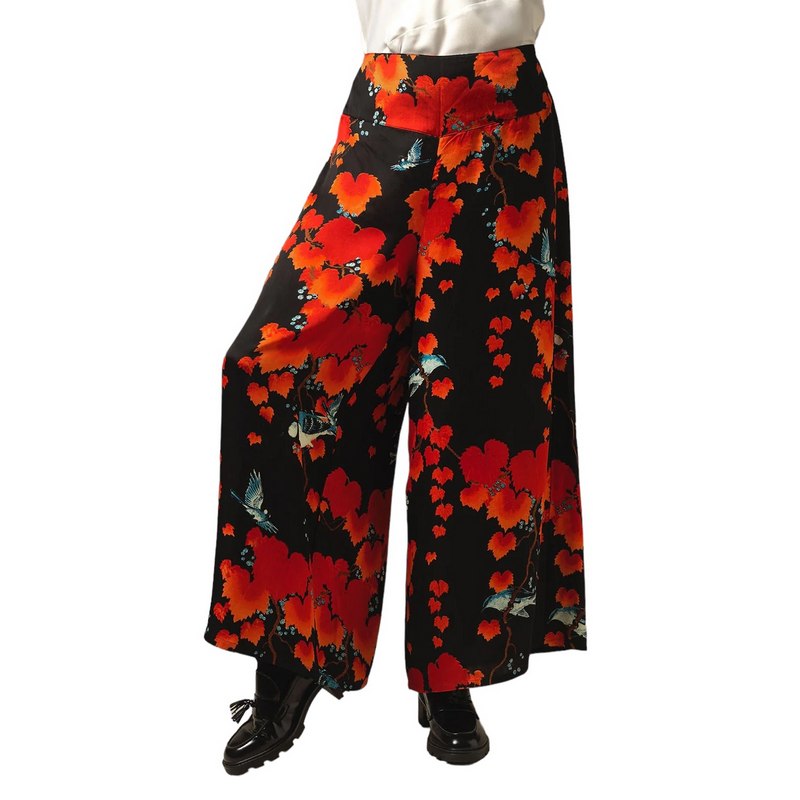 One Hundred Stars Palazzo Pants Acer Black PPAACRBLK on model front