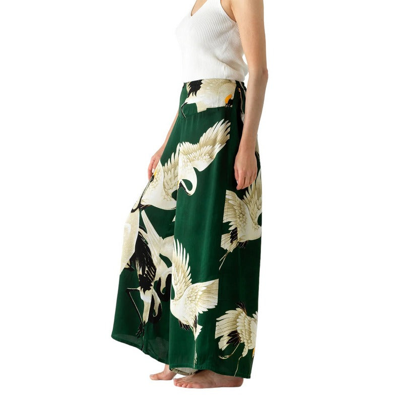 One Hundred Stars Palazzo Pants Stork Forest PPASTOFOR on model side