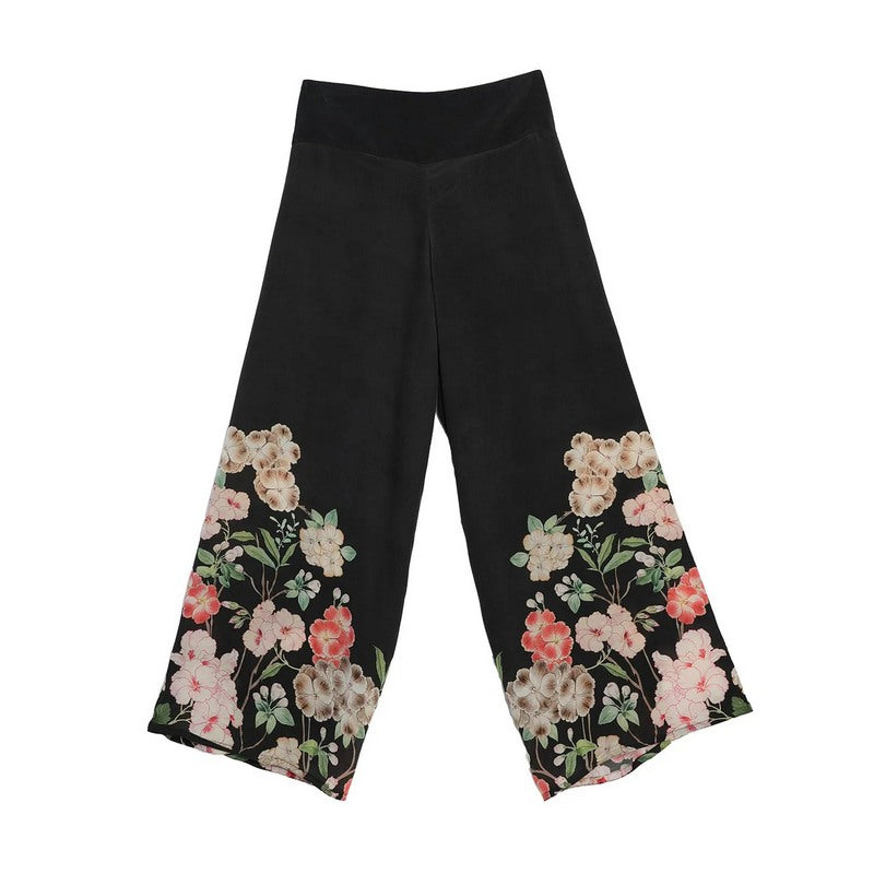 One Hundred Stars Palazzo Pants Trailing Blossom Black PPCTRABLK front