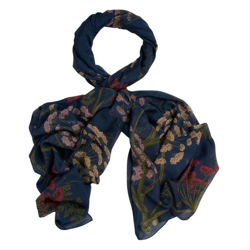 One Hundred Stars Parsley Seed Scarf Navy looped