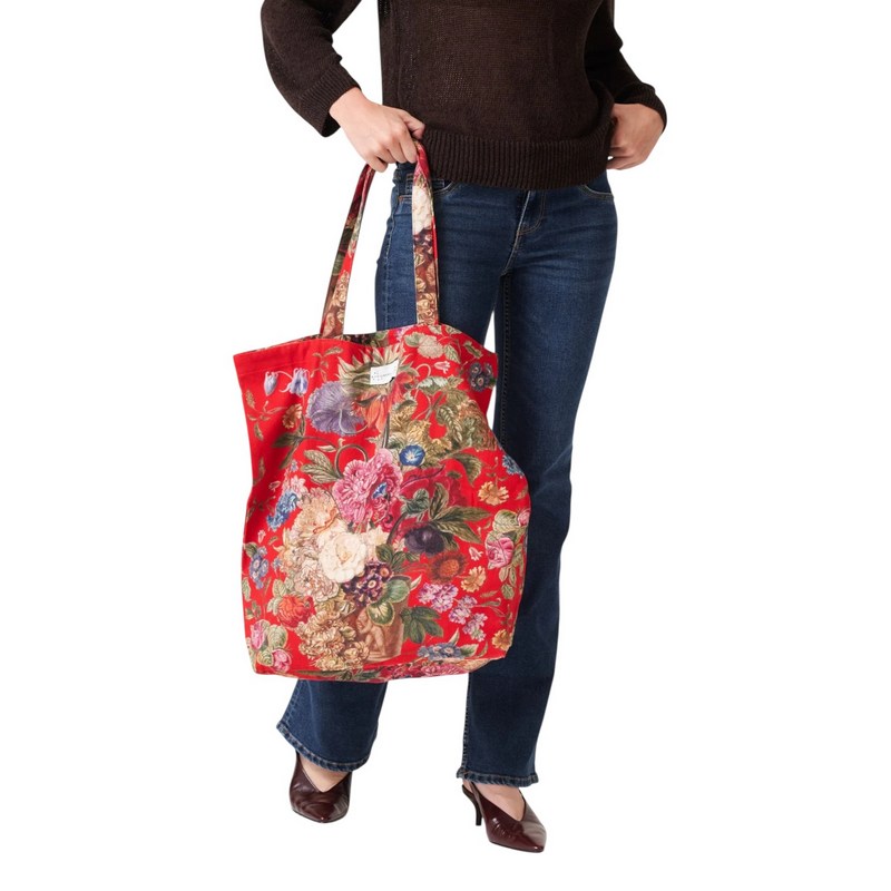 One Hundred Stars Primula Berry Canvas Bag held by model