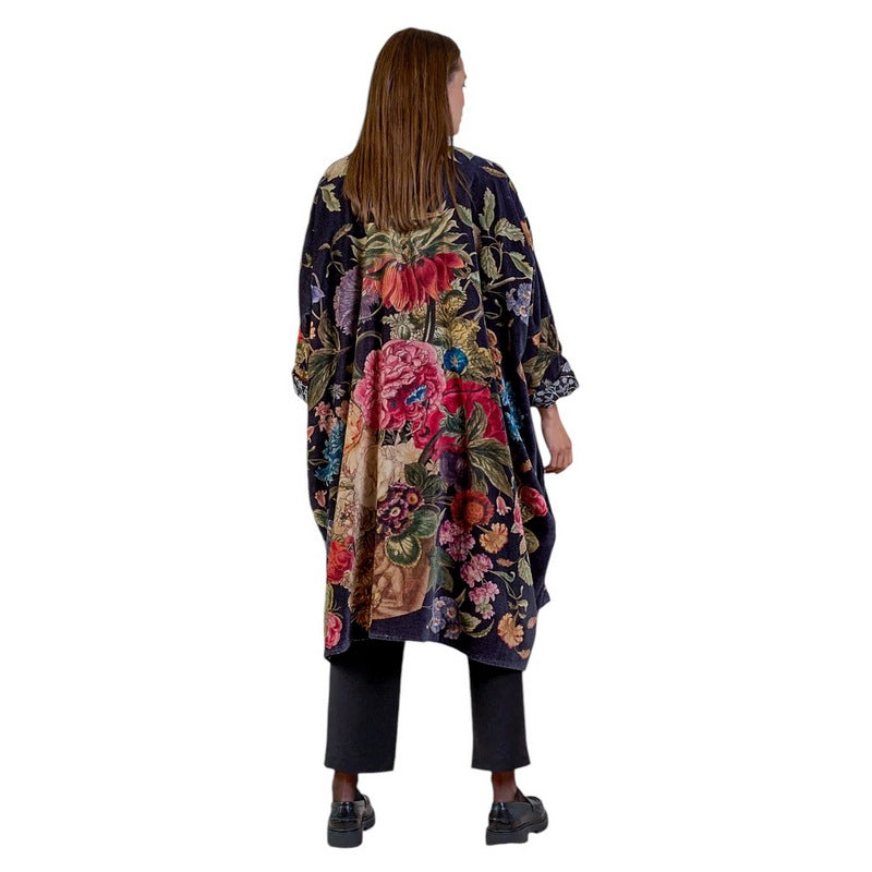 One Hundred Stars Primula Black Velvet Grande Kimono on model rear