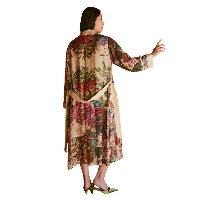 One Hundred Stars Primula Dressing Gown Stone GWNPRISTO on model rear