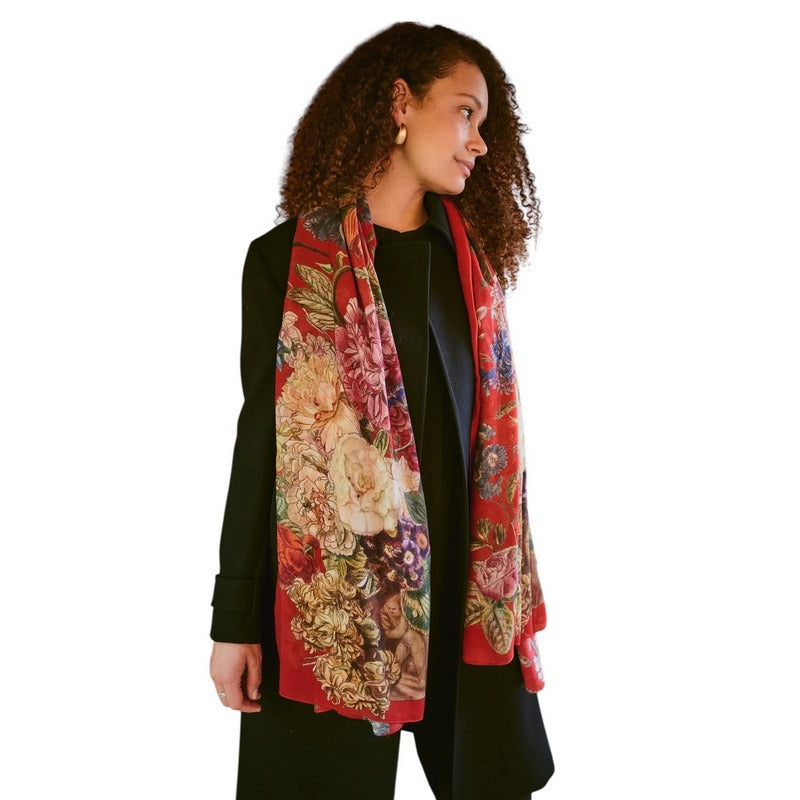 One Hundred Stars Primula Scarf Berry on model main