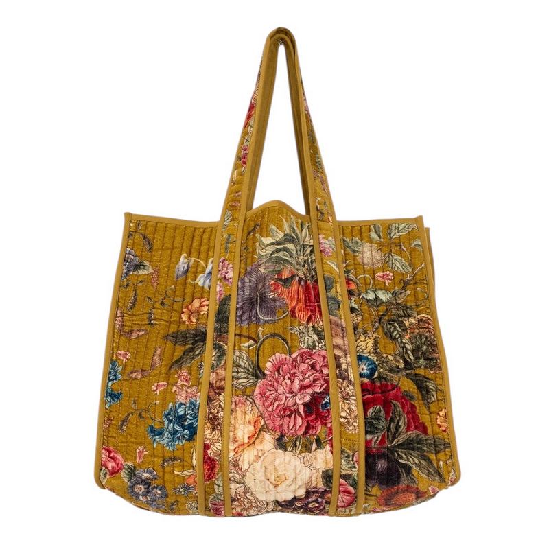 One Hundred Stars Primula Velvet Tote Bag Gold front