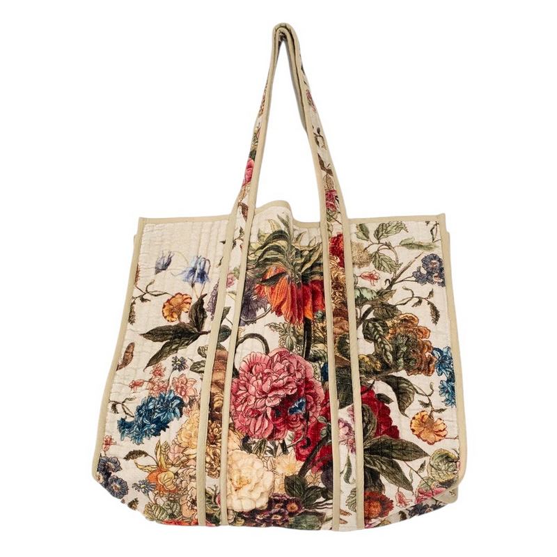 One Hundred Stars Primula Velvet Tote Bag Stone front