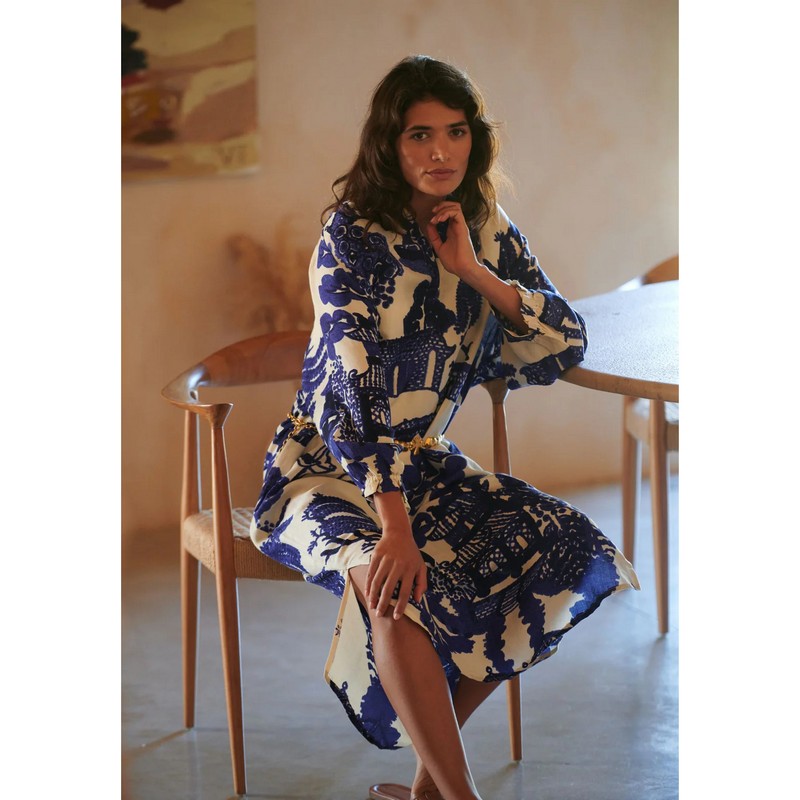One Hundred Stars Raglan Dress Giant Willow Blue on model lifestyle