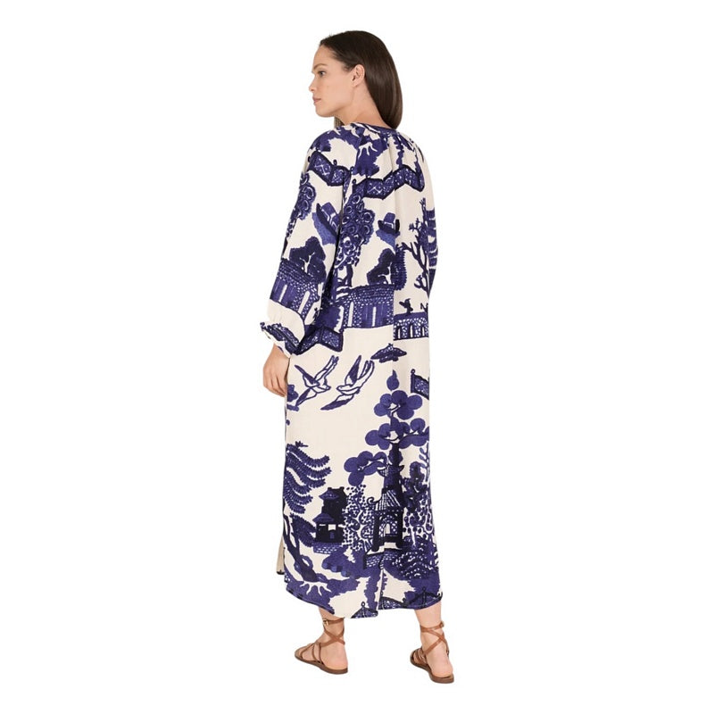 One Hundred Stars Raglan Dress Giant Willow Blue on model rear