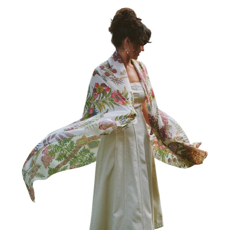 One Hundred Stars Scarf Boho Garden Ecru on model main