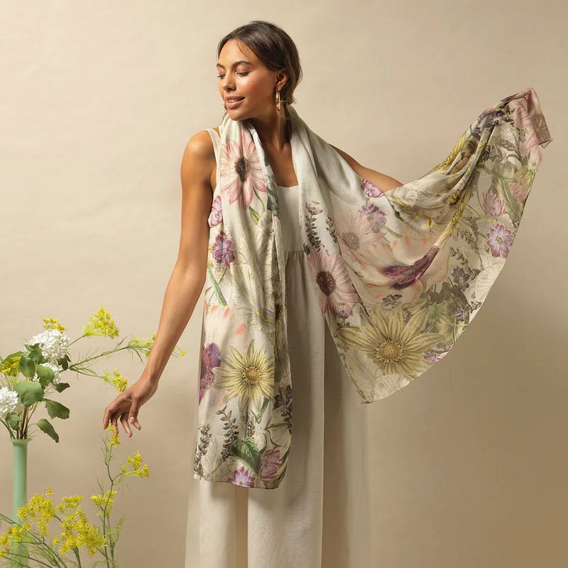 One Hundred Stars Scarf Daisy on Stone on model lifetyle