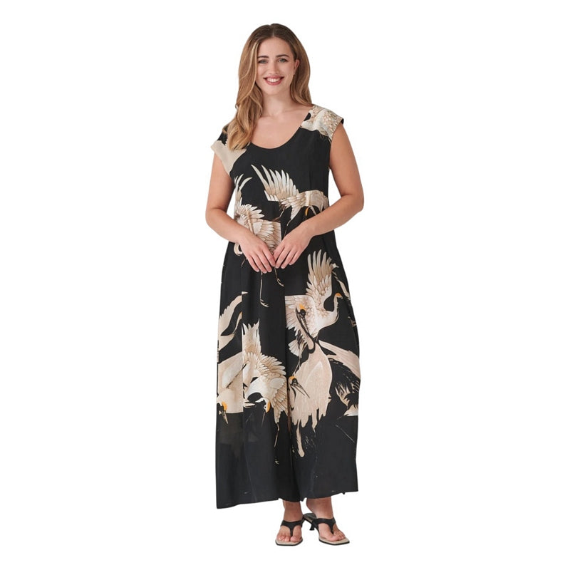 One Hundred Stars Stork Black Jumpsuit on model front 1