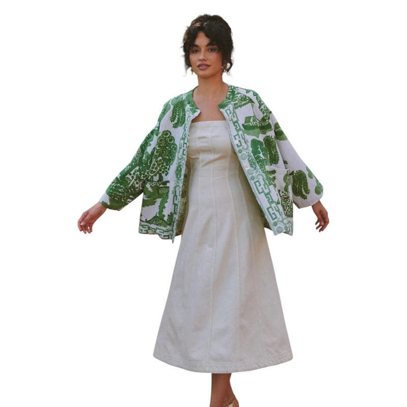 One Hundred Stars Summer Jacket Giant Willow Green on model front