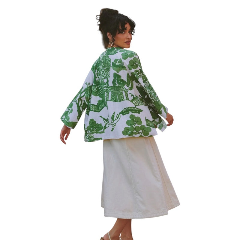 One Hundred Stars Summer Jacket Giant Willow Green on model rear