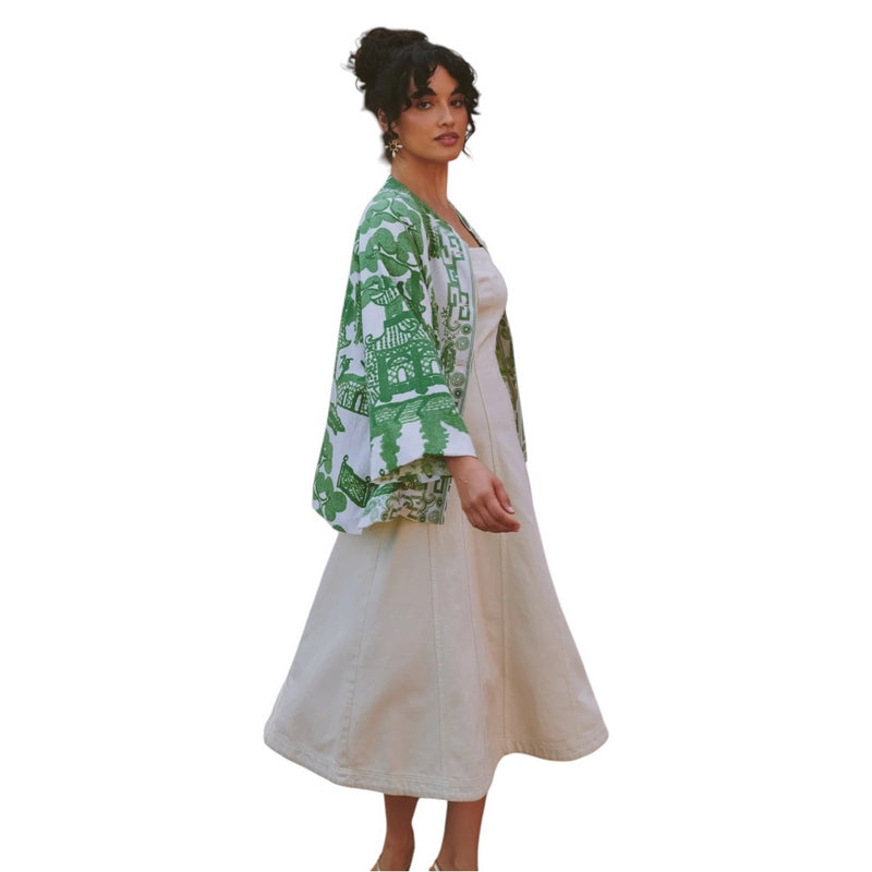 One Hundred Stars Summer Jacket Giant Willow Green on model side