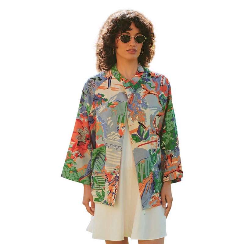 One Hundred Stars Summer Jacket Tropicana Blue on model front