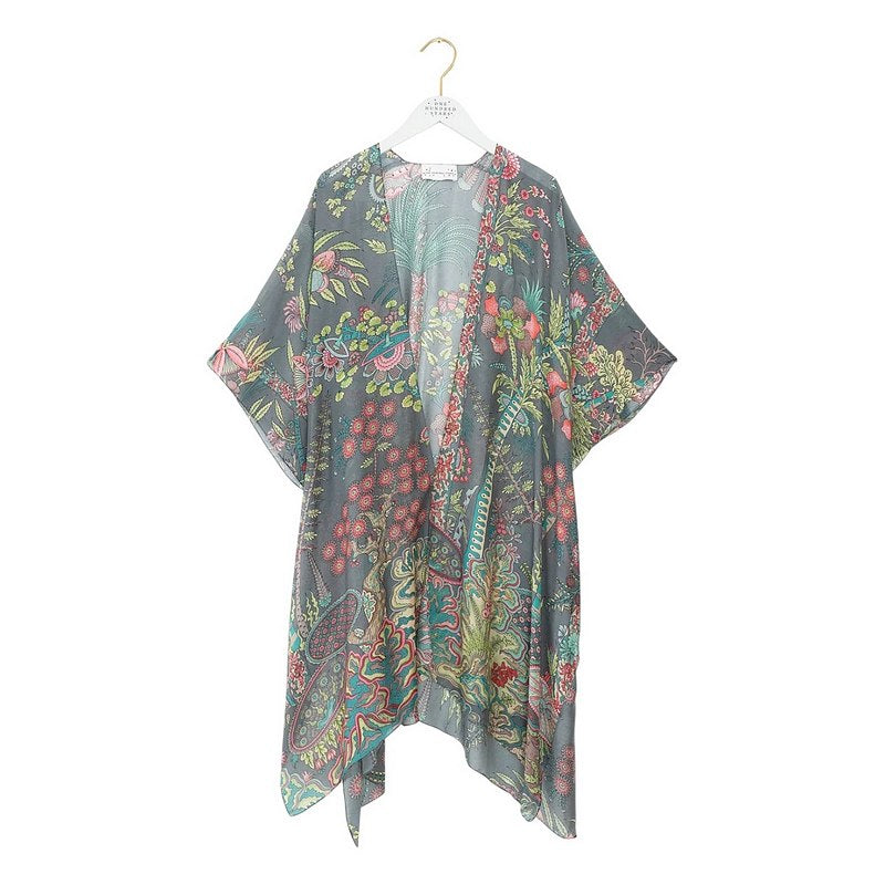 One Hundred Stars Throwover Boho Garden Grey on hanger