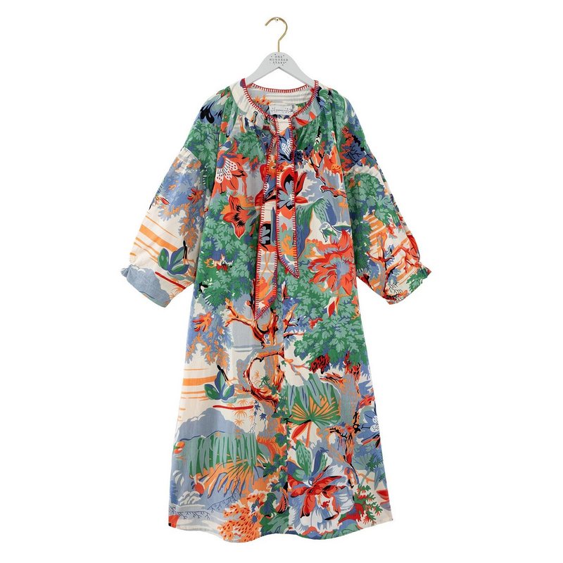 One Hundred Stars Tie Dress Tropicana Blue on hanger front