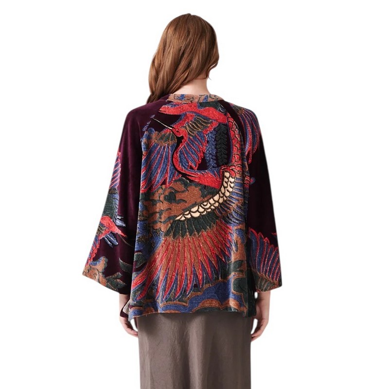 One Hundred Stars Velvet Jacket Crane Plum on model rear