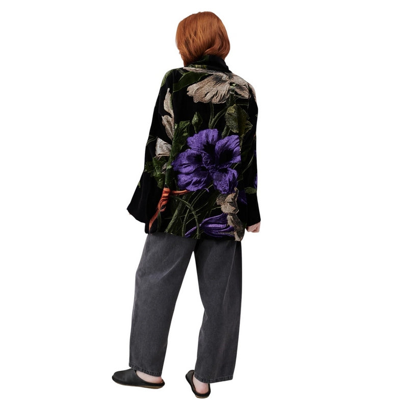 One Hundred Stars Velvet Pocket Jacket Nasturtium Black on model rear