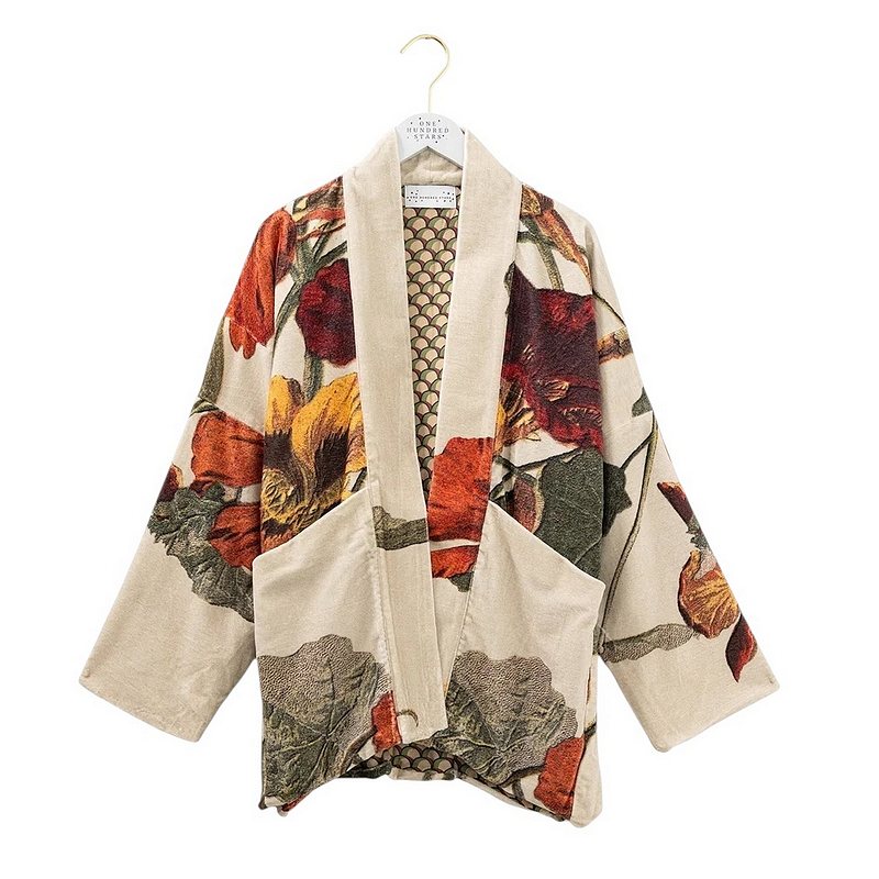 One Hundred Stars Velvet Pocket Jacket Nasturtium Fawn on hanger