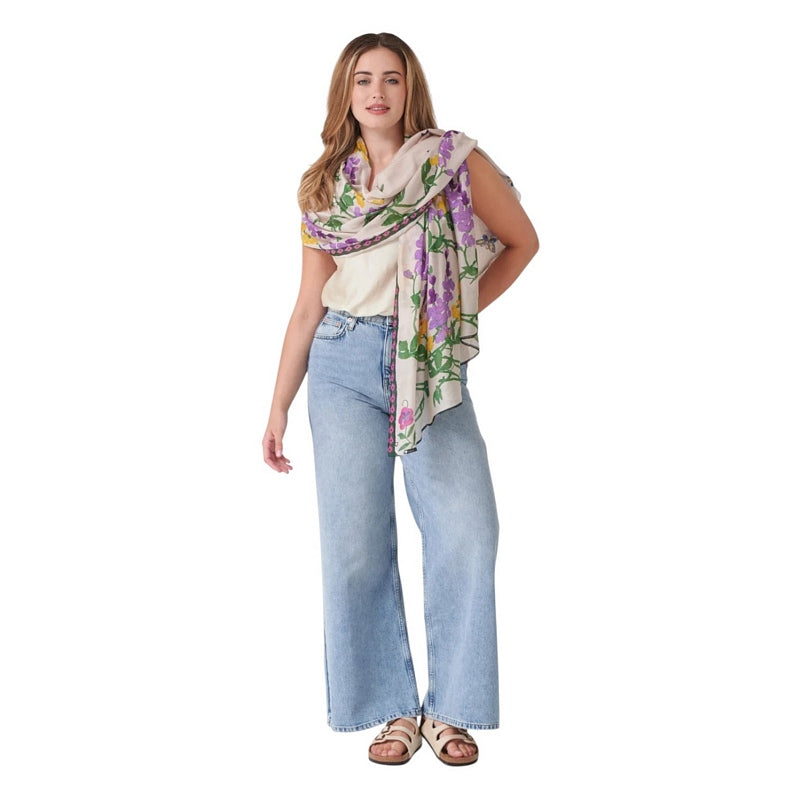 One Hundred Stars Wisteria Scarf Lilac on model front