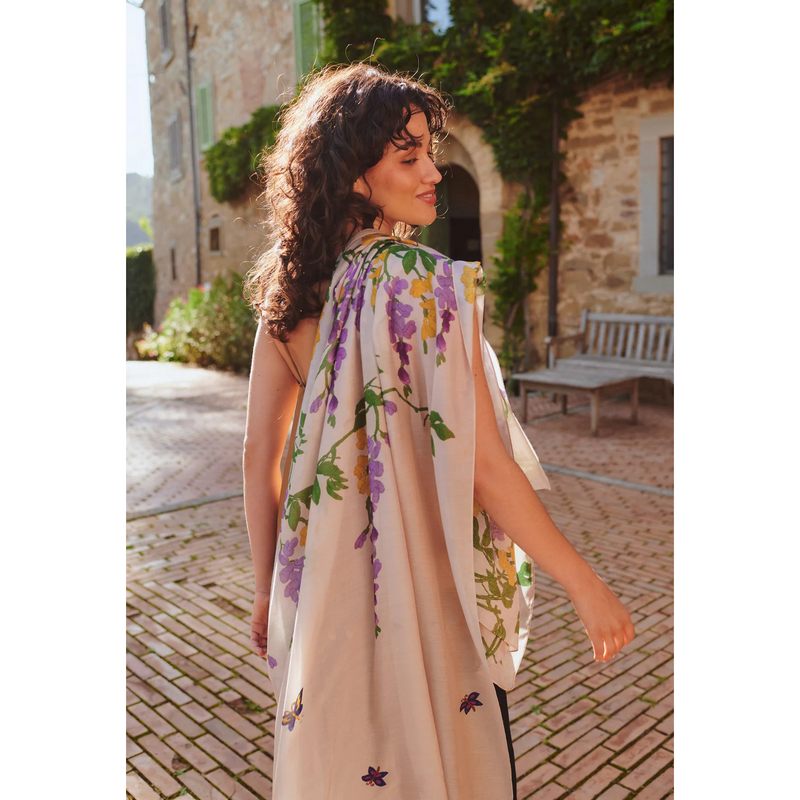 One Hundred Stars Wisteria Scarf Lilac on model lifestyle 2