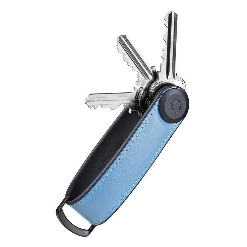 Orbitkey Key Organiser Hybrid Leather in Lake Blue with keys